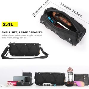 Rhinowalk Bike Handlebar Bag, Bicycle Front Bag Frame Storage Roll Bag Mountain Road Bikes Commuter Shoulder Bag Professional Cycling Accessories