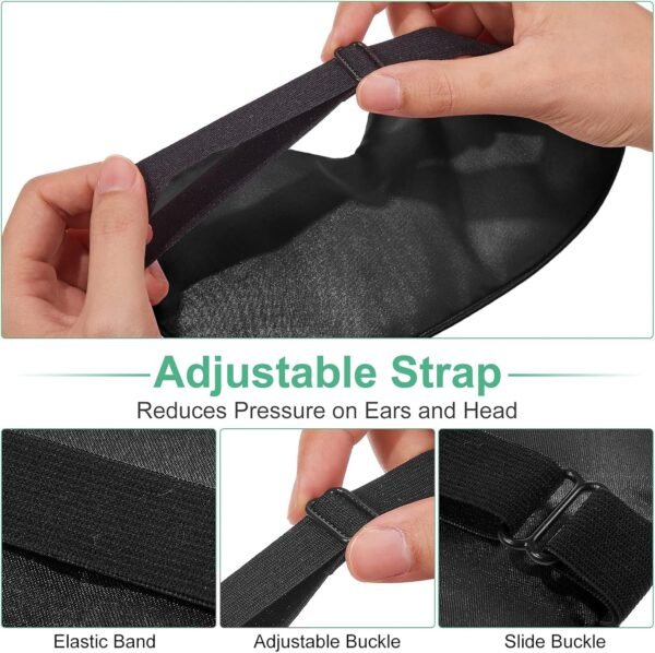 6 Pieces Natural Silk Sleep Mask Soft Eye Mask Adjustable Strap Blindfold Eyeshade Smooth Comfortable Eye Cover with Bag for Sleeping(Black) - Image 3