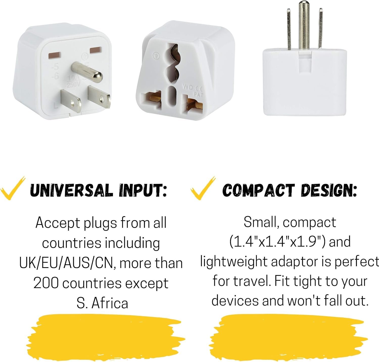 Bates- US Plug Adapter, 2 pc, Travel Adapter, Europe to US Plug Adapter, US Adapter, Electrical Adapters, Converter Plug - Image 5