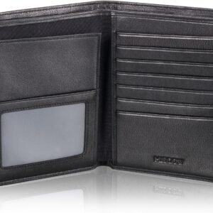 HISCOW Italian Leather Passport Holder for Travel – RFID Blocking Wallet Cover with Secure Organizer for Men & Women, US & Foreign Trips, Black
