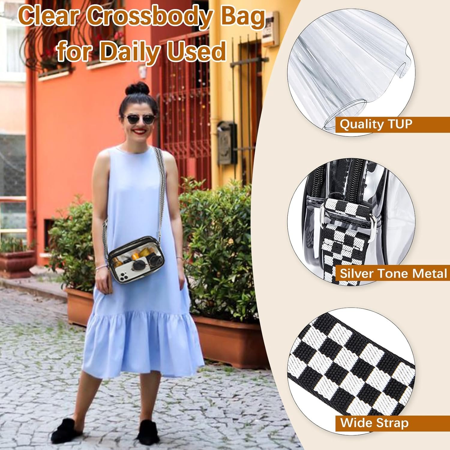 BOSTANTEN Clear Bag for Women Stadium Approved Clear Bags Small Crossbody Purse Trendy for Concerts Sports Events - Image 2