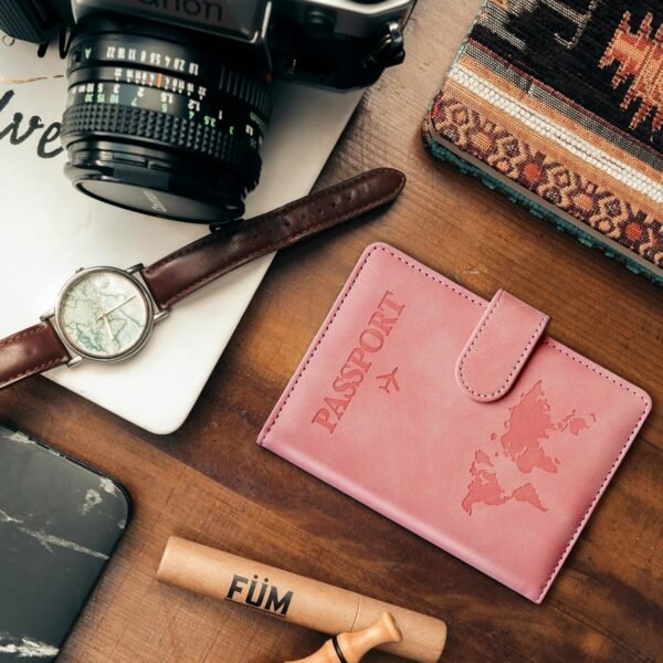 Passport Holder for Travel Women and Men RFID Passport Holder with Card Slots Holder Passport Case Passport cover Passport Wallet Travel Essentials and Accessories (Buckle, PINK) - Image 7