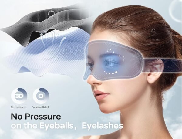 TOPOINT Sleep Mask with Bluetooth Headphones, 3D Eye Mask for Sleep Headphones with White Noise, Total Blackout, 5.4 Bluetooth, Timer, 15 Hours for Women Men, Travel, Meditation, Nap, CPAP Users - Image 3