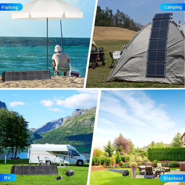 100 Watt Portable Solar Panel, Foldable Solar Panel Charger with Kickstands, QC3.0 USB-A USB-C & DC Output for Phone/Power Station, IP65 Waterproof for Camping Backpacking Hiking RV Blackout - Image 7