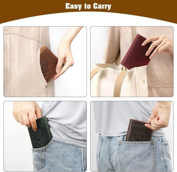 Jack&Chris Leather Passport Holder, Passport Travel Wallet Cover Case for Men Women, Leather Travel Documents Organizer Protector, JC105-Brown - Image 5
