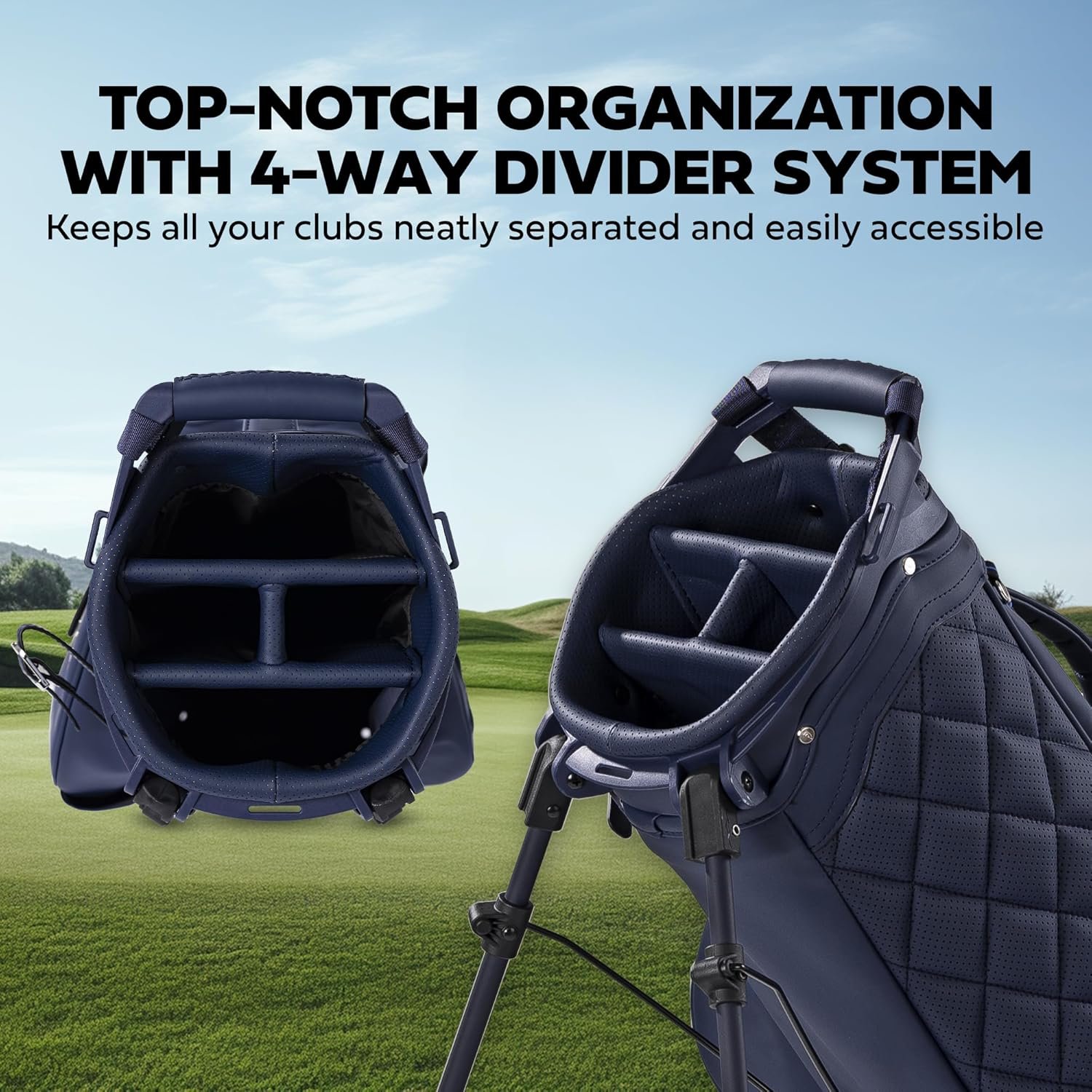 Sun Mountain 2025 Matchplay Stand Bag - Durable Golf Stand Bag with a Four-Way Top and Ergonomic X-Fit Dual Strap Handle for Convenience - Lightweight with Nine Pockets for Storage - Image 4