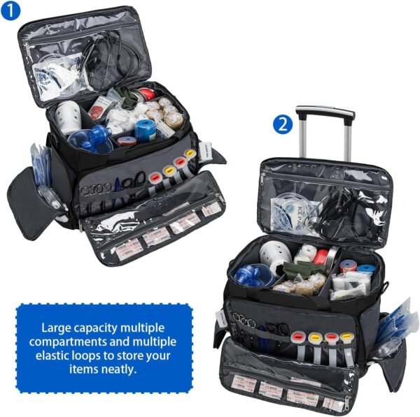 Medical Bag Rolling Roller Bag Trolley Duffel Nurses EMT CNA RN Empty for First Aid Responder Home Health Care Nursing Student Roll Duffle Bag Carry on Wheels Wheeled Work Physicians Doctor - Image 2