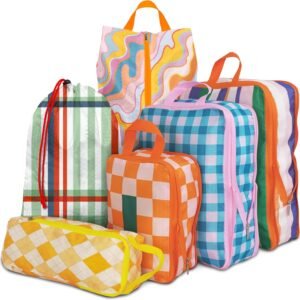 6 Pcs Compression Packing Cubes, Packing Cubes for Travel, Waterproof Luggage Organizer Bags Set, Cute Packaging Cubes for Women Kids Backpack Carry-Ons