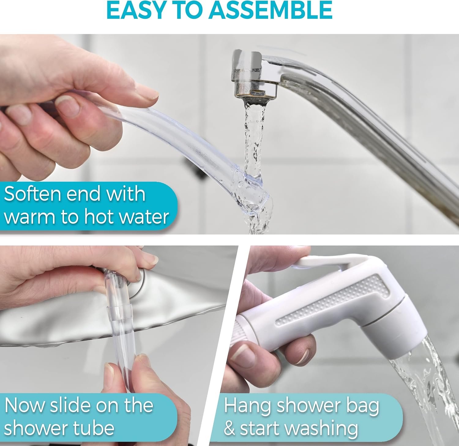 CIRCA AIR Bedside Shower - 2.5 GL Silver Portable Water Shower Bag For Hair Washing In Bed. Use With Inflatable Hair Washing Basin, Shampoo Basin, Bathtub For Elderly - Image 5