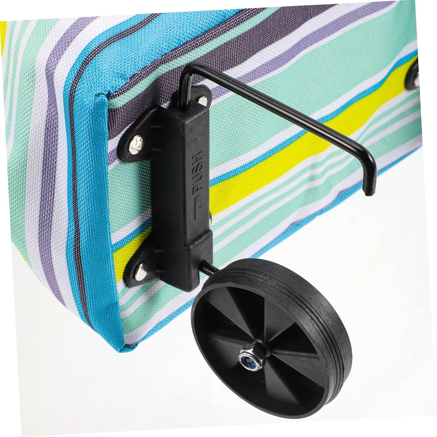 jojofuny Adjustable Handle Foldable Grocery Trolley Bag with Wheels Reusable Shopping Pouch for Travel and Laundry Portable Cart Bag for Daily Groceries and Use Blue Stripe - Image 3