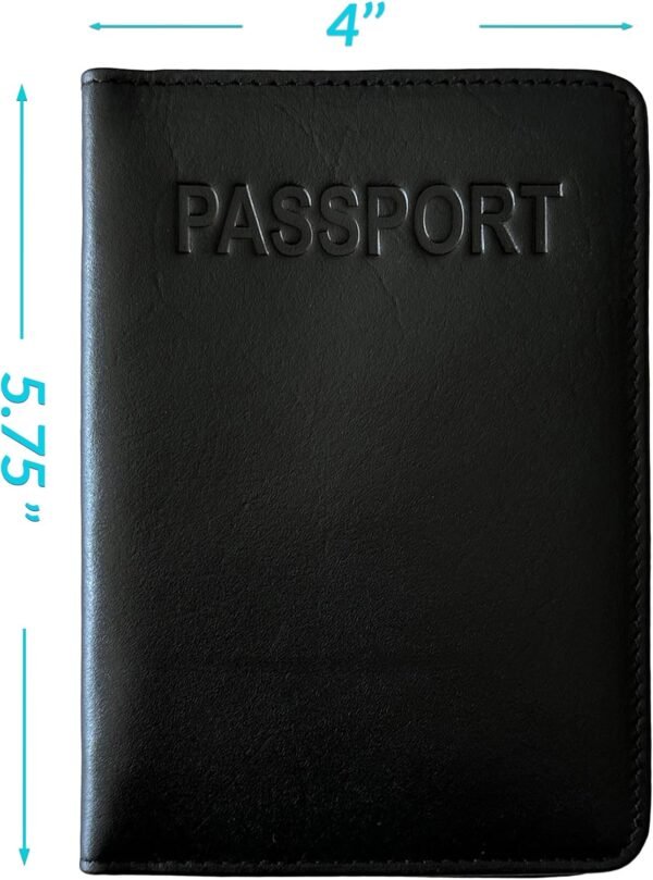 Black Basic Genuine Leather RFID Passport Cover - Image 3