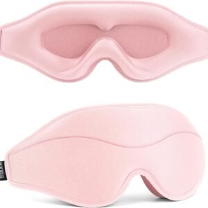 Sleep Mask – Total Blackout 3D Sleeping Mask, Super Lightweight & Silky Soft Eye Mask for Sleeping, Fully Adjustable Fit for Home, Office, Traveling, Meditation, Yoga, Pink