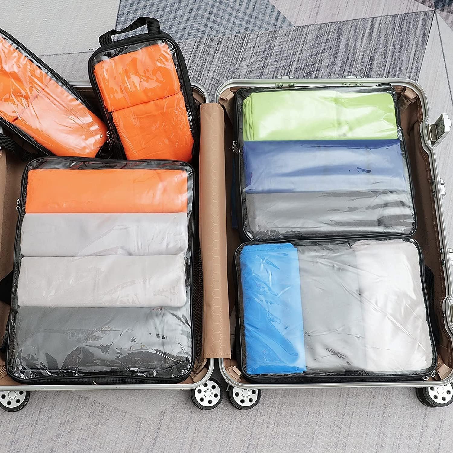 BAGAIL Transparent Compression Packing Cubes, Clear and Visible Travel Packing Organizer for backpack and suitcase - Image 6