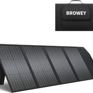 BROWEY 120W Portable Solar Panel for Power Station, USB/Type-C/DC Outputs, Foldable with Adjustable Kickstand, IP68 Waterproof, High Efficiency Solar Charging for Camping & Emergency Power Supply