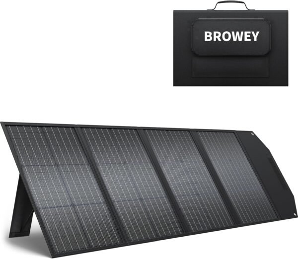 BROWEY 120W Portable Solar Panel for Power Station, USB/Type-C/DC Outputs, Foldable with Adjustable Kickstand, IP68 Waterproof, High Efficiency Solar Charging for Camping & Emergency Power Supply