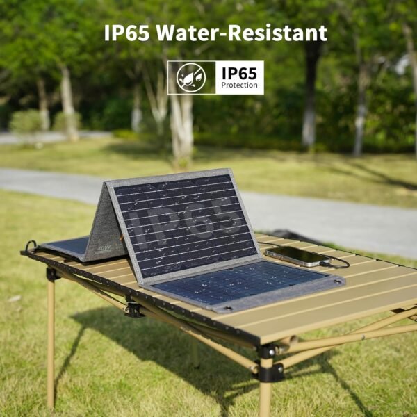 [Upgraded] MHPOWOS 40W Portable Solar Panel Charger with Triple Output (USB-C/USB-A/DC), 23% High-Efficiency & IP65 Water Resistant, Ultra-Compact Design for Backpack Camping Hiking Phone Power Bank - Image 7