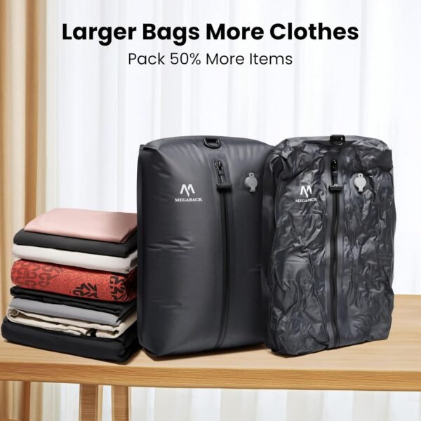 Vacuum Bags for Travel, IP67 Reusable Vacuum Seal Bags for Clothing with Electric Pump, Vacuum Seal Packing cube for Suitcases, Backpack & Travel (2PC+Pump) - Image 2