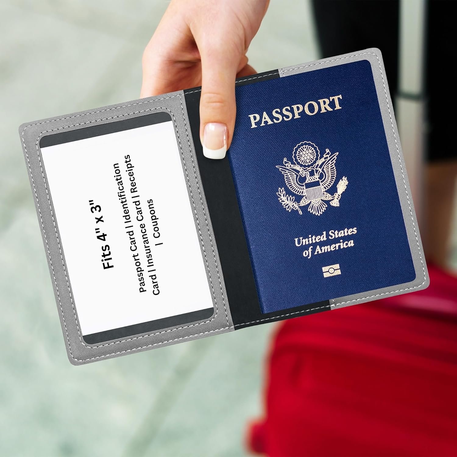 Ciana Passport Holder for Men and Women - PU Leather Passport Cover and Card Holder - Combo Slim Passport Holder with Card Protector Slot, Travel Must Haves (Gray) - Image 8