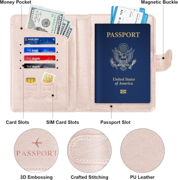 Herain Passport Holder for Travel, Passport Cover Wallet Case Women Men Travel Cruise Essentials, RFID Passport Book Holders Travels Gifts Must Haves Accessories - Image 4