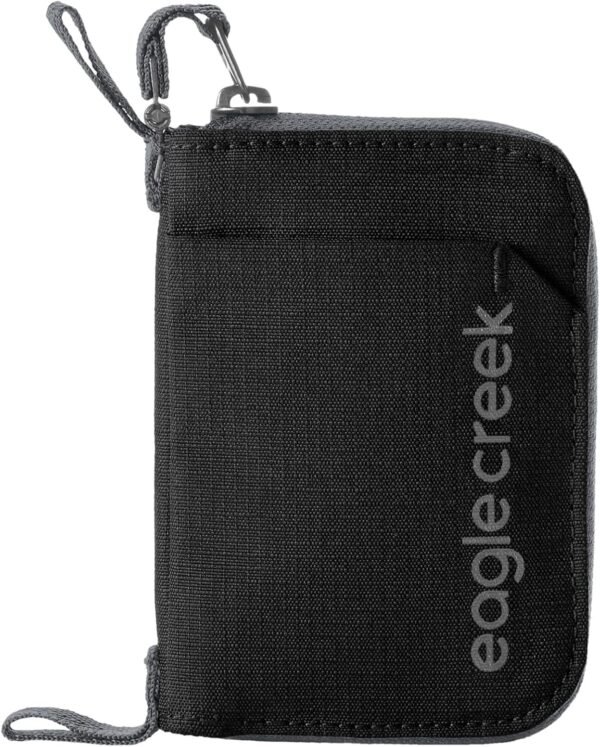eagle creek Stash RFID Wallet – Slim Travel Wallet with RFID Blocking – Secure Passport, Cards & Cash – Lightweight, Water-Resistant Nylon – Zipper Closure – Unisex Design - Black