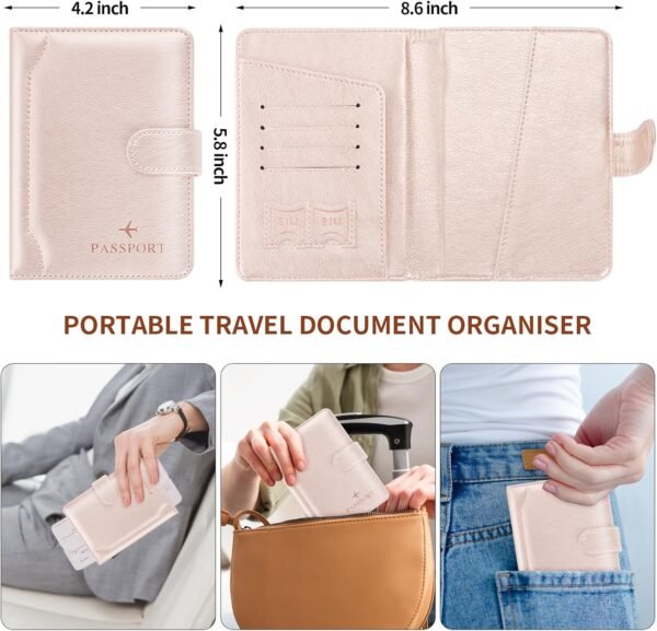 Herain Passport Holder for Travel, Passport Cover Wallet Case Women Men Travel Cruise Essentials, RFID Passport Book Holders Travels Gifts Must Haves Accessories - Image 3