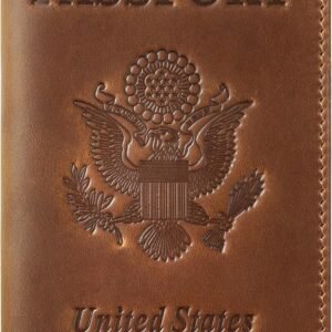 Jack&Chris Leather Passport Holder, Passport Travel Wallet Cover Case for Men Women, Leather Travel Documents Organizer Protector, JC105-Brown