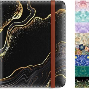 Rimilak Passport Holder, RFID Blocking Passport Cover Wallet Travel Essentials, Leather Travel Air Ticket Documents Organizer Protector for Women and Men, Gold Marble