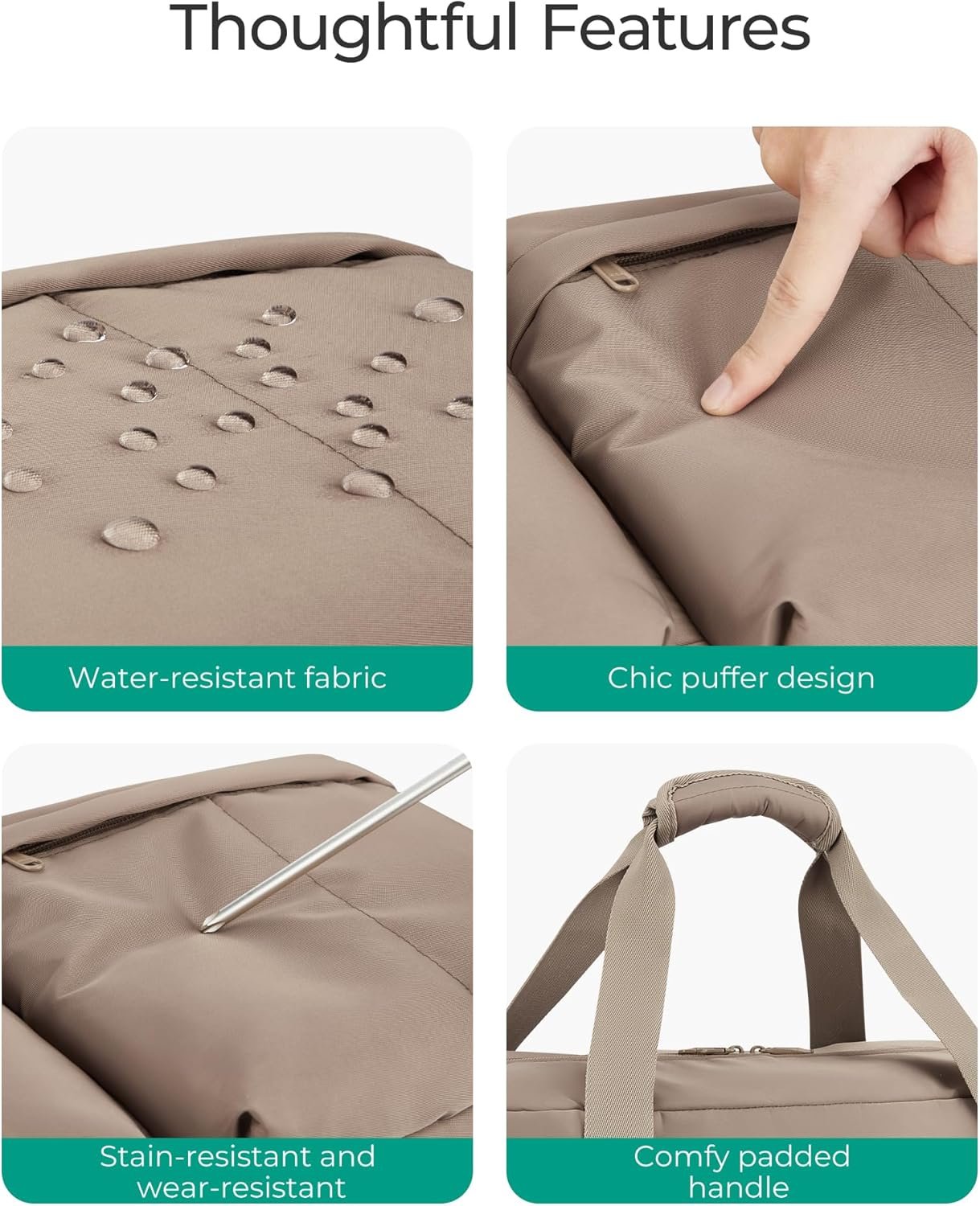 BAGSMART Rolling Duffle Bag with Wheels, Carry On Wet Pocket Duffel for Travel with Handle, Brown - Image 6