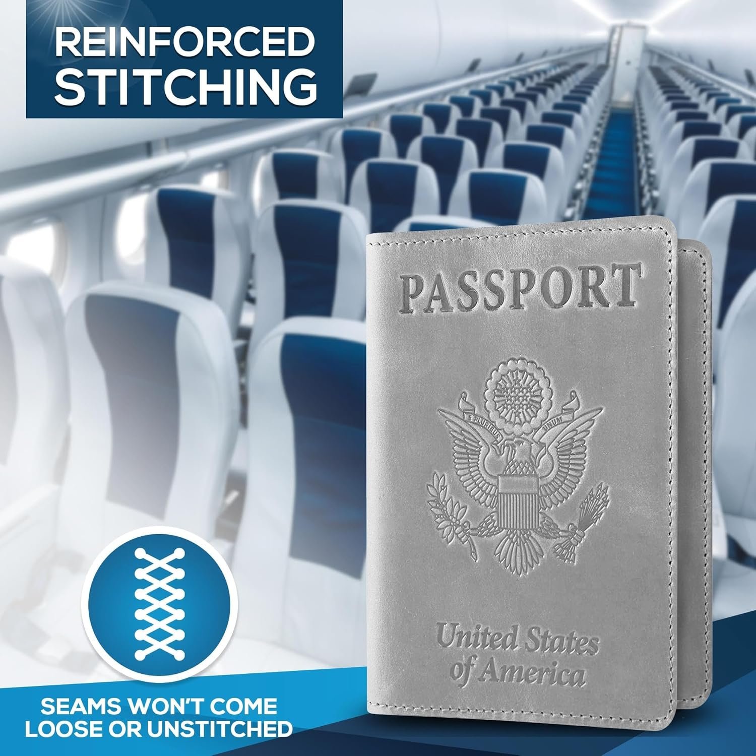 Ciana Passport Holder for Men and Women - PU Leather Passport Cover and Card Holder - Combo Slim Passport Holder with Card Protector Slot, Travel Must Haves (Gray) - Image 6