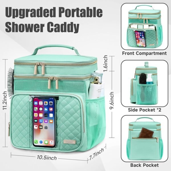Large Toiletry Bag for Women Men,Bathroom Bag,Water Resistant Portable Shower Caddy for College Dorm,Hanging Toiletry Bags for Traveling,Gym Camping Cruise Ship Travel Essentials Shower Bag - Image 4