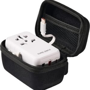 Universal Travel Adapter 70W, Plug Adapter with One 65W Fast Charging USB C Cable, 1XUSB-C PD & 2XUSB-A QC, Best Gift Travel Essentials with Type A, C, G, I,J,D Outputs for Europe, Spain