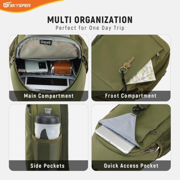 SKYSPER Sling Bag RFID Cross Body Bag Recycled Crossbody Backpack Travel Daypack - Image 4