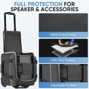 Speaker Bag with Wheels Compatible with Bose S1 Pro / S1 Pro+, Rolling Speaker Bag, Soft Protective Speaker Case Compatible with Partybox Encore Essentialand Retractable Handle, Multi-pocket