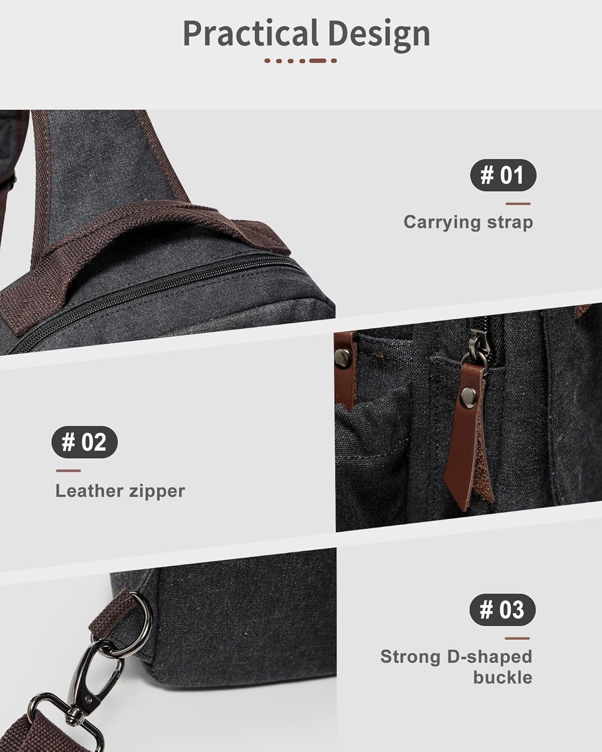 Messenger bag for Men,Small Sling Crossbody Backpack Shoulder Bag for Men Women,canvas Strap Backpack Sling Bag - Image 5
