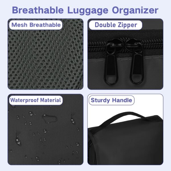 Compression Packing Cubes for Travel, 8 Set Packing Cubes for Suitcases, Breathable Mesh Travel Bags Organizer for Luggage Lightweight Vacation Essentials Accessories (Black) - Image 4