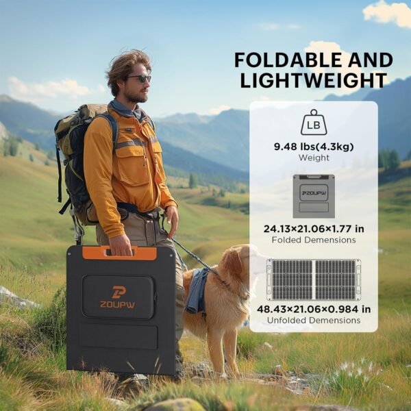 100 Watt Portable Solar Panel with Solar Angle Guide,Camper Essentials,20V Foldable Solar Charger for Power Station, 23.5% High Efficiency IP67 Waterproof 2 Kickstands for Camping RV Blackout - Image 2