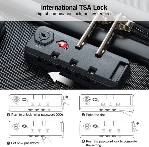 Hanke 16 Inch Underseat Carry On Luggage, Airline-Approved Hard Shell Small Suitcase with Spinner Wheels, Lightweight Tsa Lock Travel Luggage for Short Trips(Jet Black) - Image 8