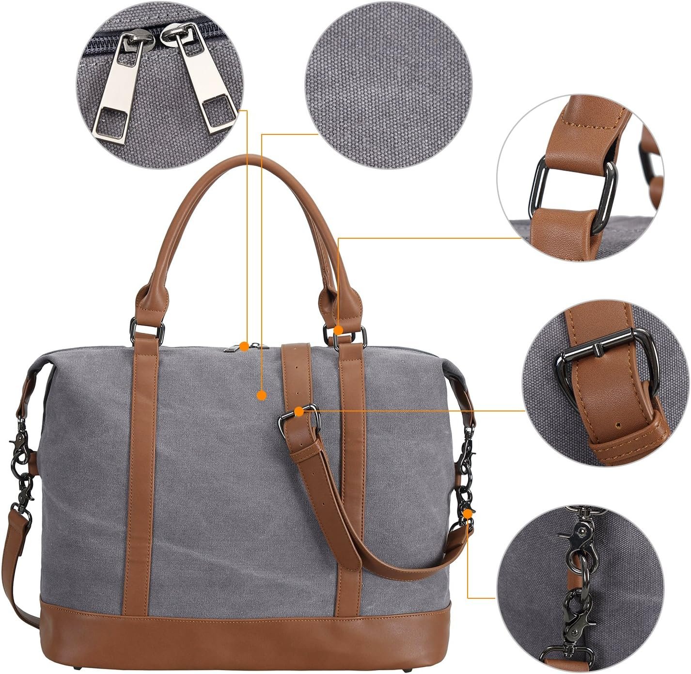 BLUBOON Travel Tote Bags with Zipper Ladies Canvas Bag Weekender Overnight Bag for Women Carry on Duffel Bag Trolley Sleeve - Image 6