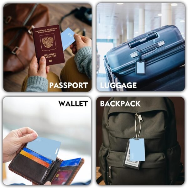 Air Tag (2025) iOS Only Bluetooth Tracker Card with Apple Find My, Rechargeable Smart Card Wallet Finder GPS Tracker, Keys Finder and Item Locator for Keys, Bags, Passports (Blue, 2 Pack) - Image 8
