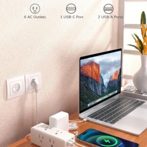 European Travel Plug Adapter with USB, WRXDMC Adapters for Travel Europe, US to Europe International Power Adapter Travel Essentials with 6 Outlets 3 USB for EU Spain France Germany Iceland Greece