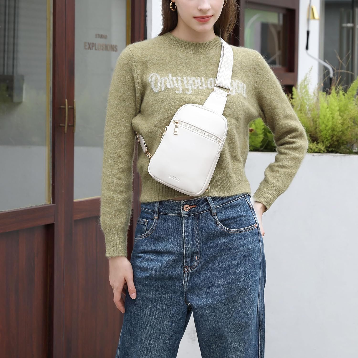 DIOMO Anti Theft Small Sling Bag for Women Cross Body Bag Trendy, RFID Fanny Packs Vegan Leather for Women Travel Belt Purse - Image 3