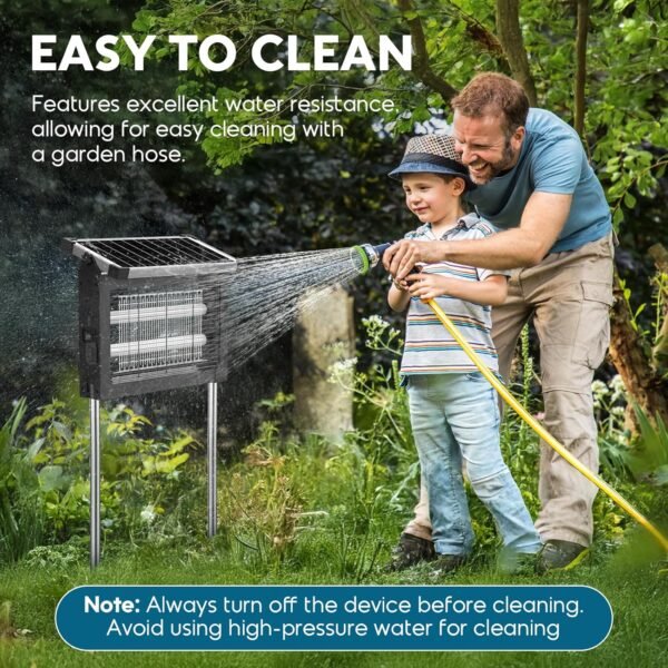 Solar Bug Zapper Outdoor, Waterproof Mosquito Zapper Outdoor Solar Powered, 4500V Electric Bug Zapper Indoor w/Smart Light Sensor, Mosquito Trap Fly Zapper for Patio Kitchen Garage Yard Camping - Image 4