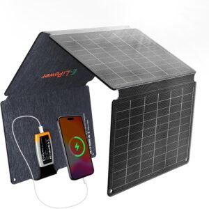 E-LiPower Portable Solar Panel 36W | 26% High-Efficiency Foldable Solar Panels with USB QC and PD Quick Charge for Camping, Hiking, Outdoor Trip, Compatible with Phones, Ipad & Tablets