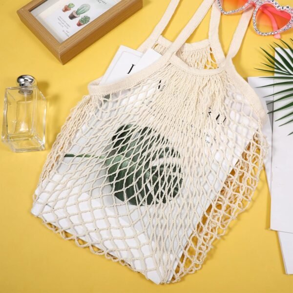 12 Pcs Reusable Grocery Bags Farmers Mesh Produce Bags Bulk Net Portable String Bag Portable Tote Bag with Handle String Shopping Organizer for Fruit Vegetable Storage Market - Image 3