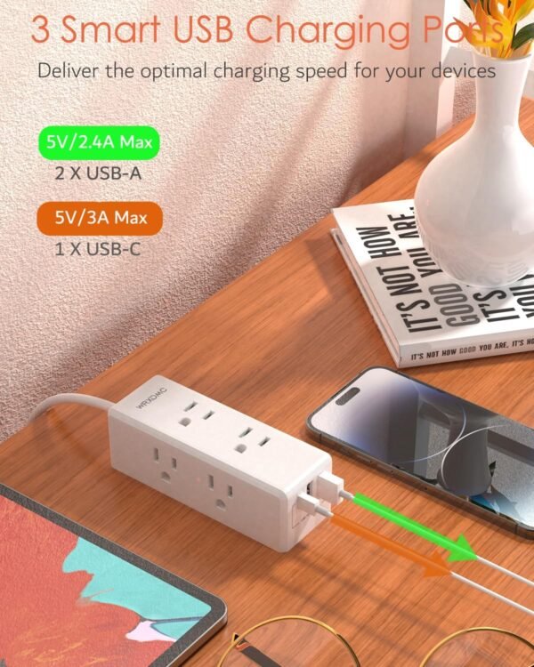 European Travel Plug Adapter with USB, WRXDMC Adapters for Travel Europe, US to Europe International Power Adapter Travel Essentials with 6 Outlets 3 USB for EU Spain France Germany Iceland Greece - Image 3