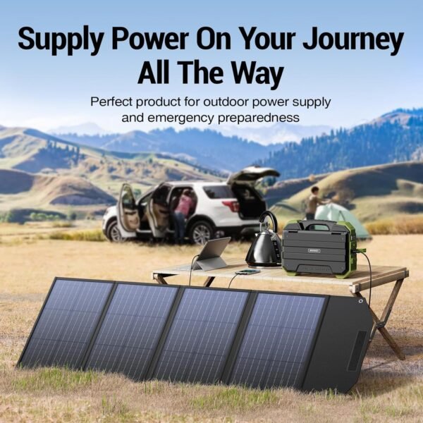 BROWEY 120W Portable Solar Panel for Power Station, USB/Type-C/DC Outputs, Foldable with Adjustable Kickstand, IP68 Waterproof, High Efficiency Solar Charging for Camping & Emergency Power Supply - Image 7