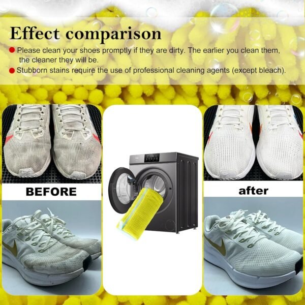 Shoe washing machine bag, Laundry shoe bag for washer and dryer, Reusable Zipper Plush Sneaker Washing Machine Bag for Shoes, Gym, Tennis, Sports Delicate Yellow 2 pc - Image 4
