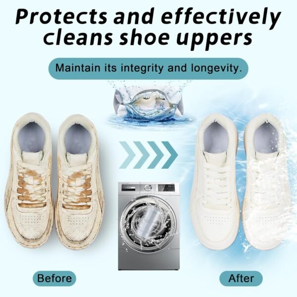 XXL Shoe Washing Machine Bag - 2 Reusable 360° Deep Clean Shoe Washing Bag for Washer and Dryer, Durable Zipper Laundry Shoe Bag Kit Include Laundry Bag for Delicates/Bra Laundry Bags (White) - Image 4