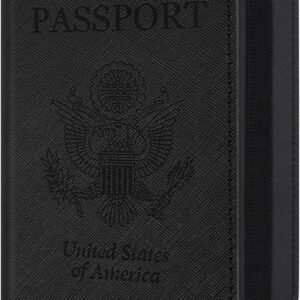 RSAquar Passport and Vaccine Card Holder Combo, Passport Holder Cover Wallet, Leather Card Case Travel Accessories with RFID Blocking for Women and Men, Y-Black