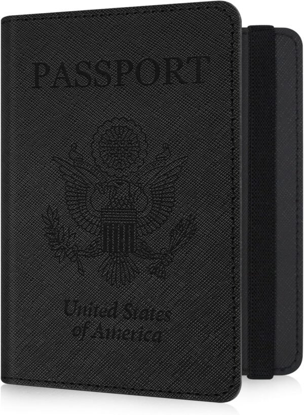 RSAquar Passport and Vaccine Card Holder Combo, Passport Holder Cover Wallet, Leather Card Case Travel Accessories with RFID Blocking for Women and Men, Y-Black
